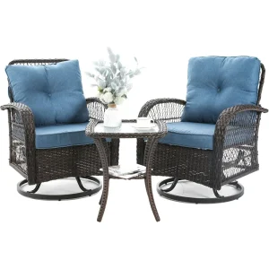 3 Pieces Patio Swivel Glider Rocker